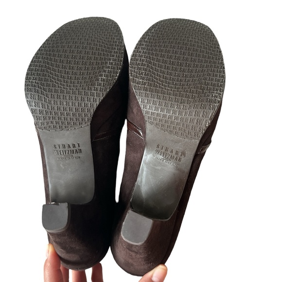 Stuart Weitzman Slip On Platform Suede Booties Dark Brown Size 6.5 - Picture 12 of 13